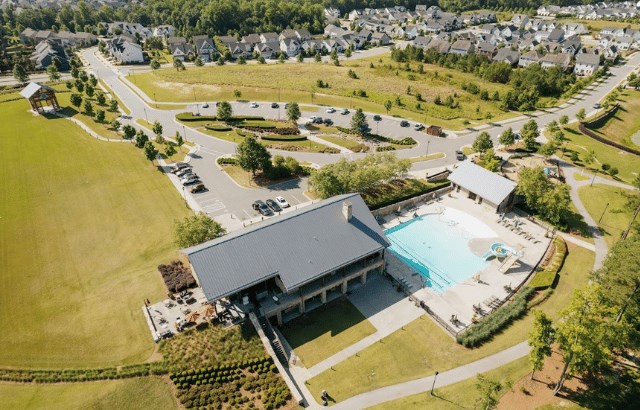 Aerial with farmhouse