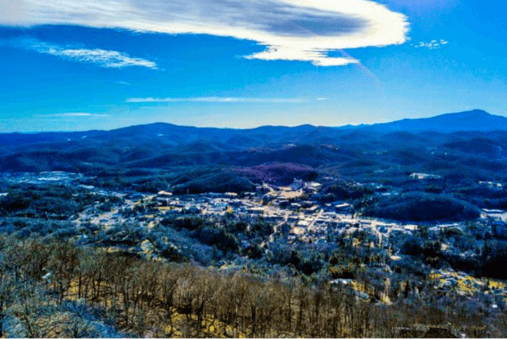 Boone pictured from atop a nearby mountain