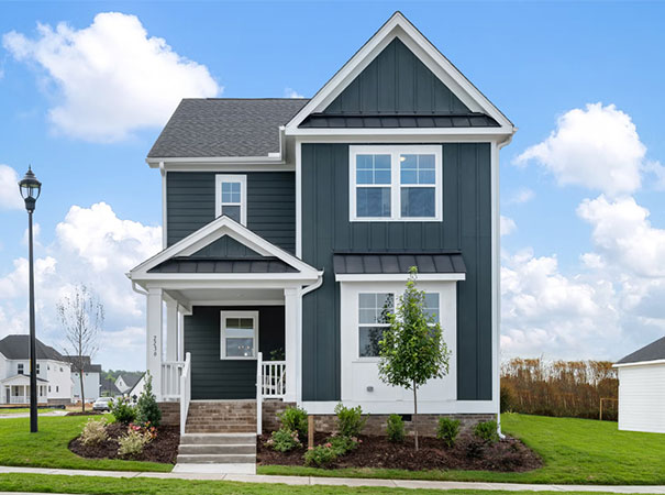 Model home exterior at Wendell Falls community