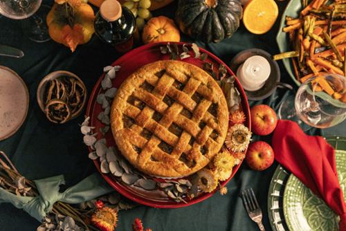 Pie on table